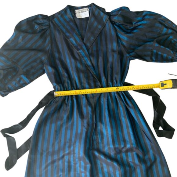 Vintage 80 by Michael Maiello for Pat Richards Striped Blue and Black Wrap Dress - Picture 12 of 14